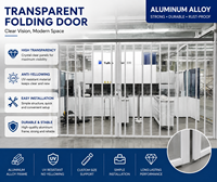Porte pliante moderne, porte coulissante transparente en cristal pour la séparation intérieure, idéale pour les villas et les hôtels