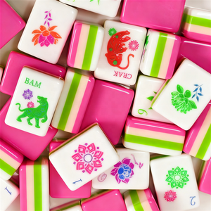 Venta al por mayor directa de fábrica: Fichas de mahjong de acrílico rosa talladas de lujo marca TOGYE, 160 fichas estilo americano, almacenamiento de 4 niveles, India - Product Image 1