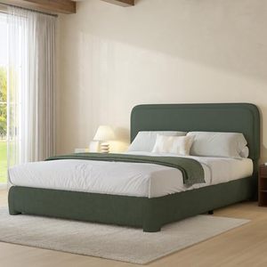 <span class=keywords><strong>Letto</strong></span> Matrimoniale Moderno Regolabile con Testiera Imbottita in Velluto, Angoli Arrotondati, Non Richiede Rete a Doghe, Antiscivolo - Product Image 3