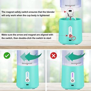 خلاط يدوي كهربائي صغير محمول من الشركة المصنعة بتصميم <span class=keywords><strong>SHAKER</strong></span>، جهاز مطبخ لتحضير العصائر والسموثي، مناسب للرياضات الخارجية والتخييم وعصر الفواكه - Product Image 3