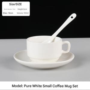 Ensemble tasse et soucoupe à café en <span class=keywords><strong>porcelaine</strong></span> blanche pour hôtel, restaurant, vente en gros, tasses à café en céramique - Product Image 2