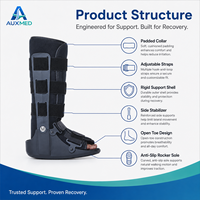 Botte de marche médicale haute réglable avec support de cheville et coque rigide, à bout ouvert et semelle compensée pour la récupération