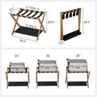 Porte-bagages pliant en bois avec étagère de rangement, finition noyer, pour chambre d'hôtel, chambre à coucher, organisateur de rangement de voyage