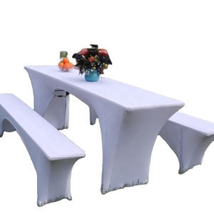 Cubierta elástica blanca para mesa de <span class=keywords><strong>cerveza</strong></span>, Juego de 3 piezas, cubierta para tienda de <span class=keywords><strong>cerveza</strong></span>, ancho de mesa de 50cm o 70cm - Product Image 1