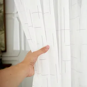 Vente en gros tissu transparent pour rideaux de fenêtre tissu blanc pour rideaux
