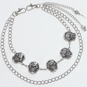yueli Multi Layered Metal Waist Chain With <b>Skull</b> Motif Tibetan Silver Hip Hop Street Style Jeans Chain Casual Fashion Body Chain - Product Image 2