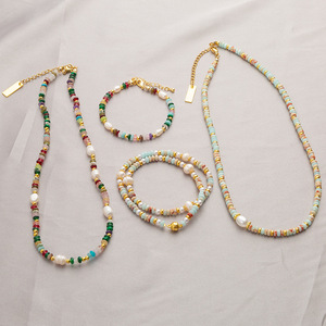 Collar bohemio con cuentas, perlas de imitación y piedras de colores para mujer, cadena chapada en oro, joyería para fiesta - Product Image 5