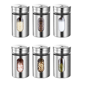 Nordic di vetro in acciaio inox 8oz condimento bottiglia contenitore per il pepe <span class=keywords><strong>sale</strong></span> <span class=keywords><strong>zucchero</strong></span> 3 in 1 - Product Image 3