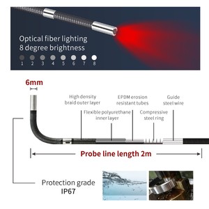 6mm muayene kamera, IP67 su geçirmez Led eklemli Borescope kamera, 5 "Wifi videoskop 2 metre <span class=keywords><strong>NDT</strong></span> türbin motorları - Product Image 5