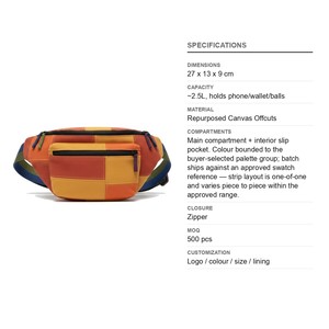 Sac banane en toile recyclée pour pickleball et tennis, avec logo personnalisé, vente en gros - Product Image 6