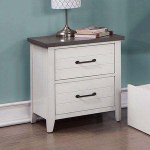 White Nightstand <b>2</b> <b>Drawer</b> Gray Top Solid Wood Bedside Table Two Tone Finish - Product Image 6