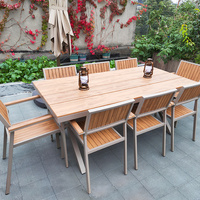 Ensemble de jardin moderne en teck massif durable pour l'extérieur, 8 places, tables et chaises de cour imperméables, protection solaire, anti-corrosion
