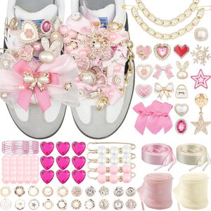 Dodobeads Pcs Pink Shoe Charms For Sneakers Junk <b>Socks</b> Charms Kit With Satin Lace Shoelaces Pink Sneaker Charm For Women Cute Sh - Product Image 1