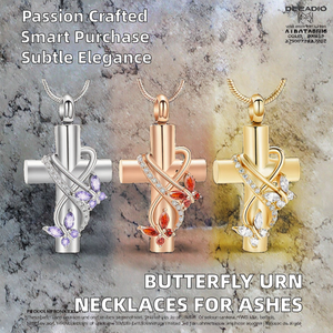 Stainless Steel Classic Urn <strong>Necklaces</strong> for <strong>Ashes</strong> <strong>Butterfly</strong> Cremation Jewelry Cross Memorial <strong>Ash</strong> Pendant Keepsake Unisex Gifts - Product Image 5