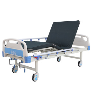 Manual Nursing <b>Bed</b> Double Crank <b>Adjustable</b> Backrest Leg Lift Hospital Home Care Elderly Use White Blue Model 331 - Product Image 1