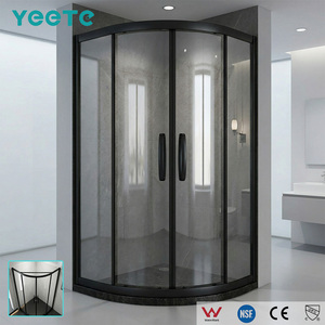 Porte <span class=keywords><strong>de</strong></span> <span class=keywords><strong>douche</strong></span> pivotante semi-cadre noir mat YEETE, verre <span class=keywords><strong>de</strong></span> sécurité trempé 6 mm 8 mm, cabine <span class=keywords><strong>de</strong></span> <span class=keywords><strong>douche</strong></span> réglable pour projets <span class=keywords><strong>de</strong></span> construction - Product Image 1