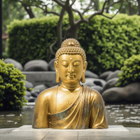 Statue de Bouddha antique en cuivre pour décoration religieuse ou culturelle extérieure, sculpture en résine de fibre de verre résistante à la corrosion