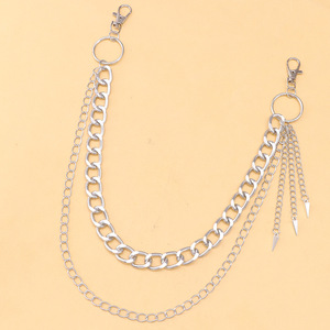 Cadena de cintura estilo hip hop de metal con colgante de doble capa con púas, cadena corporal de aleación de zinc, moda casual - Product Image 2