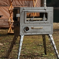 Four à bois tout-en-un portable en acier inoxydable à double surface, chauffage de tente, cuisson et cuisson en extérieur pour le camping