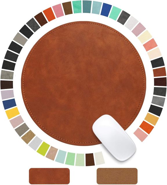 PU Leather Round Desk Mat Anime Cartoon Water Resistant Smooth Surface Mouse Pad with Stitch Edges 220x220mm for Office