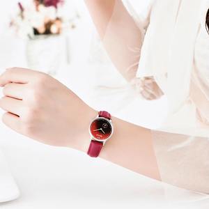 Reloj de Pulsera para Mujer, Diseño Simple, Correa de Cuero Genuino, Cuarzo, Color Rojo, Envío Directo - Product Image 4