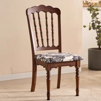 Chaise de salle à manger antique de style américain moderne, dossier français, structure en bois massif, siège rembourré, portable, multi-usage, pour la maison
