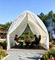 Pavillon en acier de fabrication directe avec auvent en tissu intégré, résistant au vent, à la rouille et à la corrosion, pour jardin extérieur