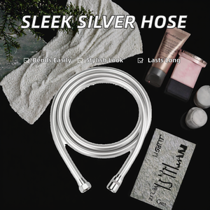 Manguera de ducha flexible de PVC plateada de alta calidad y diseño moderno para ducha de mano, lavabo y bidé. - Product Image 5