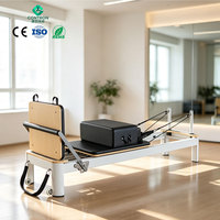 Peralatan Gym Boutique Sistem Peredam Getaran Silent Springs Glide System Reformer Pilates Kayu Aluminium Hibrida Mewah Bersertifikasi CE ISO