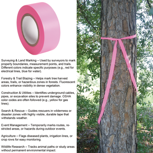 Ruban de signalisation en PVC à haute visibilité et lumière mince pour l'arpentage, la recherche sur la faune forestière et la gestion <span class=keywords><strong>d</strong></span>'événements - Product Image 2