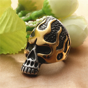 <b>Skull</b> <b>Ring</b> Titanium Steel Flame Design Men's Punk Style Jewelry Gift - Product Image 2