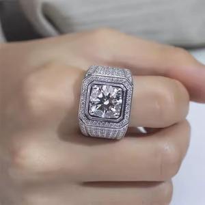 Bague Hiphop en Argent 925 Plaqué Rhodium avec Moissanite pour Femmes, Hommes, Unisexe, Certifiée GRA, Accessoire de Mode, Élégante, Scintillante, Tendance - Product Image 4
