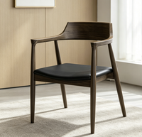Chaise de salon et chambre à coucher moderne en bois, avec dossier, design simple, en cuir, écologique, pour villa, appartement, hôtel