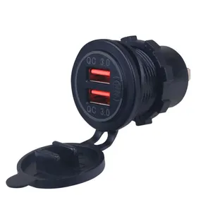 Port Usb Charger Socket 12V 24V Dual QC 3.0 Fast Charging USB Charger Socket Car Bus Marine USB Port With Power ON OFF Button Switch