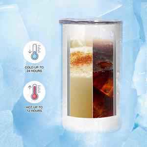 Vaso recto de acero inoxidable de doble pared de 12 oz para sublimación, en blanco, para regalo DIY, con pajita - Product Image 3