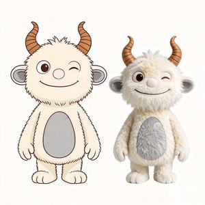 Vente directe fabricant : Peluche monstre cornu blanc douce et moelleuse, poupée en peluche personnalisée, dessin animé amusant, avec effet de clignement, taille personnalisée - Product Image 1