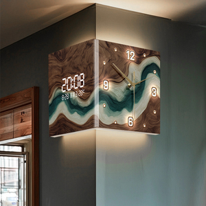 Hiện đại trừu tượng Acrylic hai mặt đồng hồ treo tường im lặng điện màn hình hiển thị nghệ thuật trang trí thiết kế trừu tượng dòng góc Đồng hồ treo tường - Product Image 3