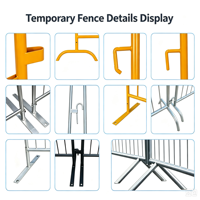 Barrière temporaire de contrôle des foules en métal recouvert de PVC pour événements et concerts, clôture de chantier, hauteur de 6 pieds, tailles personnalisées