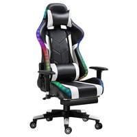 Chaise de jeu inclinable réglable à 180 degrés avec lumières LED Chaise de course e-sport pivotante pour Internet Caf