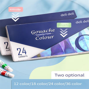 Peinture <span class=keywords><strong>gouache</strong></span> aquarelle Deli 24 couleurs Convient aux débutants Outils de dessin pour enfants Étudiants en art <span class=keywords><strong>Lavable</strong></span> Professionnel - Product Image 3