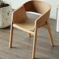 Chaise de salle à manger moderne nordique en bois courbé, fauteuil en bois massif, chaise de restaurant en contreplaqué courbé, mobilier de café en gros