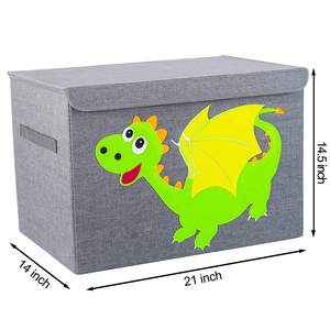 Boîtes de rangement pour jouets Bin Grand <span class=keywords><strong>coffre</strong></span> à jouets avec couvercle pliable <span class=keywords><strong>Beige</strong></span> - Product Image 5