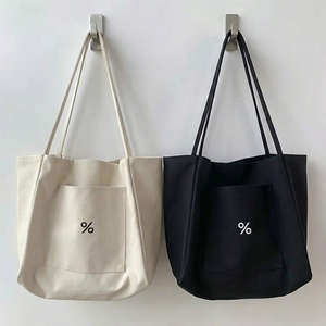 กระเป๋าผ้าแคนวาสสะพายไหล่ใบใหญ่แบบเรียบๆ ขายดี สามารถสกรีนโลโก้ได้ เหมาะสำหรับใส่ของช้อปปิ้ง - Product Image 2