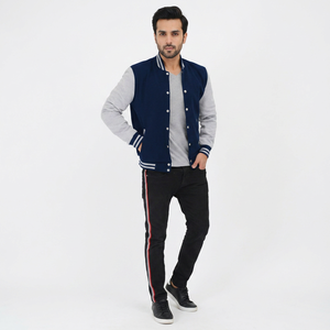 Custom <b>Men's</b> Vintage Varsity <b>Jacket</b> Winter Bomber 100% Cotton Sleeves Stand Collar Embroidery Custom Letterman <b>Baseball</b> Front - Product Image 1