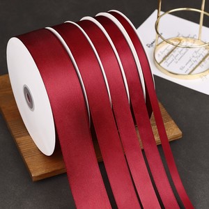 Nine-Colored Ribbon Satin Ribbon Burgundy 2A01 Wedding Gift Wrapping Classic Style Woven Polyester - Product Image 1