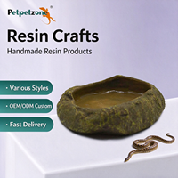 Bol d'alimentation en résine artisanale en forme de roche pour reptiles, tortues, lézards, geckos – Décoration et accessoire quotidien pour eau et nourriture