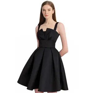 Damen Französisch Elegant Designer Kleid Einfache Mode Abendkleid Hosenträger Hohe Taille A-Linie Designer Party kleid