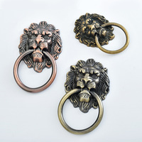 Poignée de tirage en alliage de zinc tête de lion, style antique et vintage, quincaillerie décorative pour portes en bois, armoires, tiroirs et meubles, multi-usages