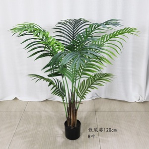 A-1289 ev plastik saksı sahte Plam ağacı PVC kumaş tropikal yapay bitki yaprak Bonsai yapay palmiye ağaçları kapalı dekor için - Product Image 3