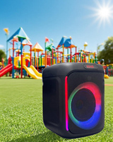 Micrófono Inalámbrico de 6.5 Pulgadas, 2 Micrófonos, Sistema de Sonido Portátil para el Hogar, Altavoz con Bajos Estéreo, Karaoke, Fiesta, DJ, Iluminación LED RGB